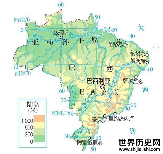 巴西的地理位置和地形地貌